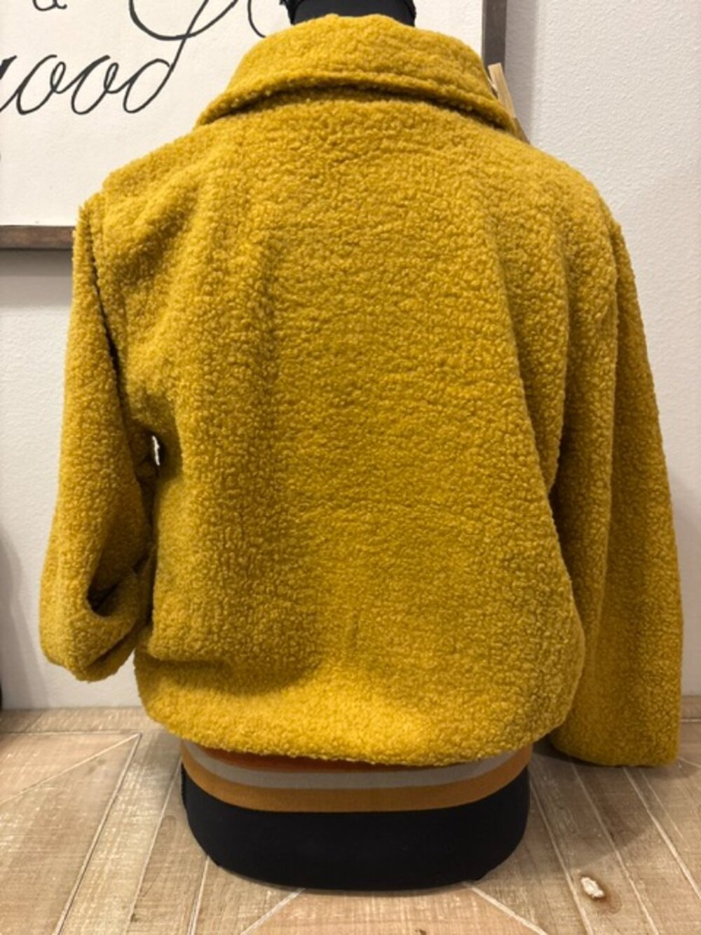 NEW Mystree Sherpa Bomber Jacket Mustard Yellow, Brown, Orange - Picture 3 of 5